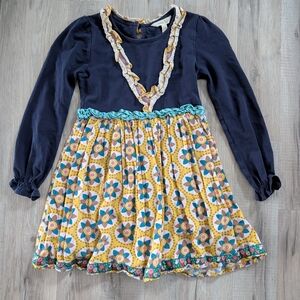 Matilda Jane Navy and Yellow Floral Kids Dress, Size 6 (X1)